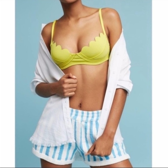 Anthropologie Lilka Striped Terry Short Blue white size small - Picture 1 of 7